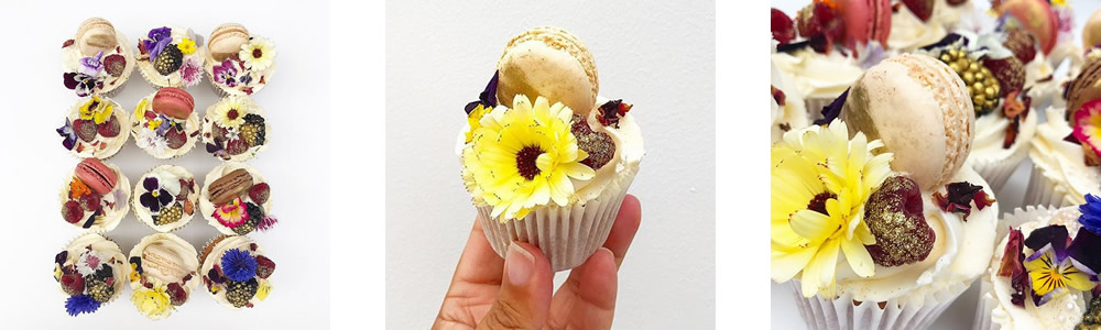 Whisk patisserie cupcakes with our edible flowers